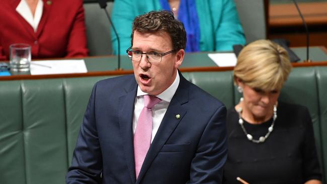 Minister for Human Services Alan Tudge during Question Time in the House of Representatives at Parliament House in Canberra, Tuesday, September 5, 2017. (AAP Image/Mick Tsikas) NO ARCHIVING