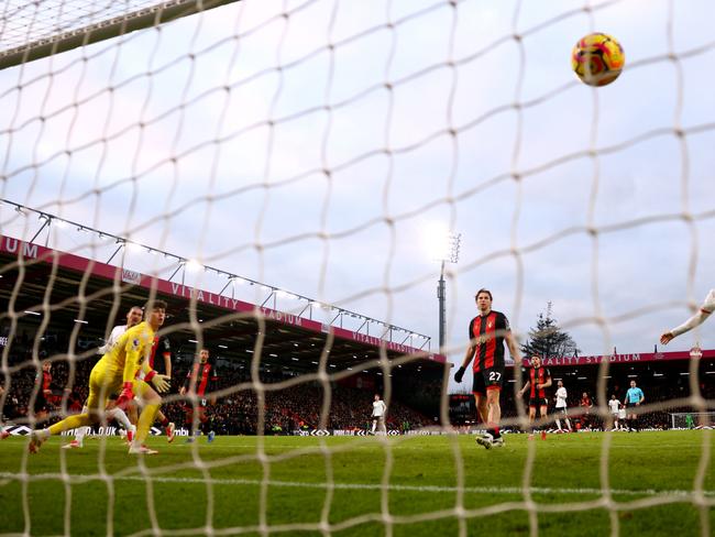 Mohamed Salah rifles home Liverpool’s second goal. Picture: Getty