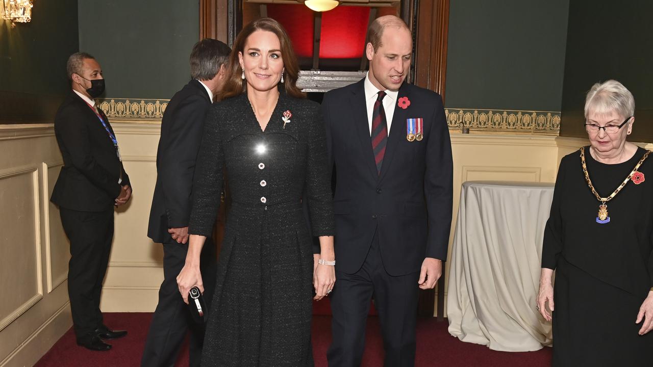 Kate and William arrive for the Royal British Legion festival of Remembrance at the Albert Hall on November 13, 2021 in London. Picture: Geoff Pugh – WPA Pool / Getty Images