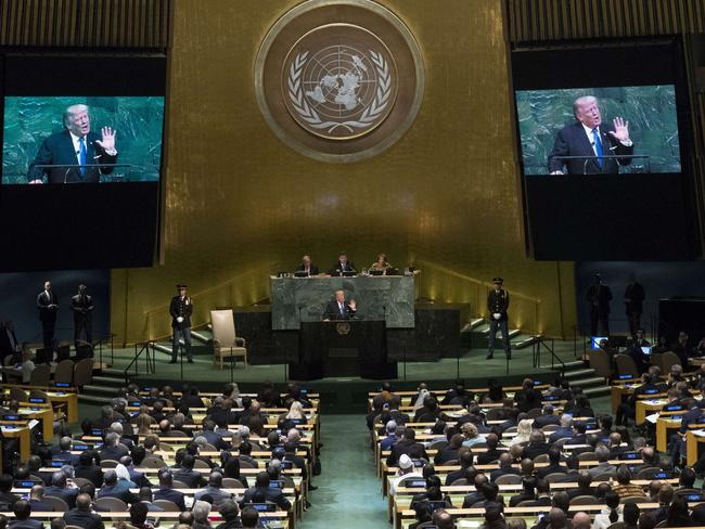 Mr Trump took aim at North Korea and Iran during his maiden speech to the UN. Picture: Drew Angerer/Getty Images/AFP