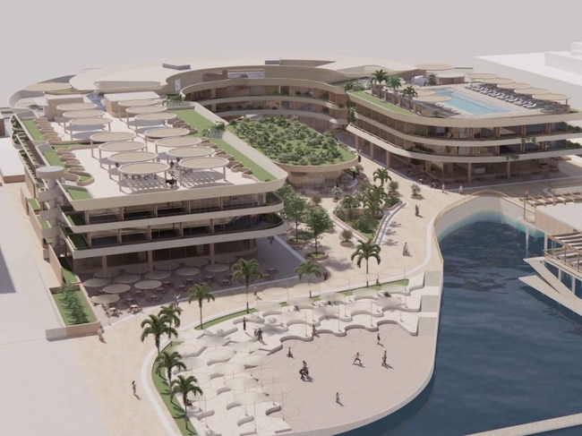 Designs show a planned hotel resort for Mariners Cove on the Gold Coast.