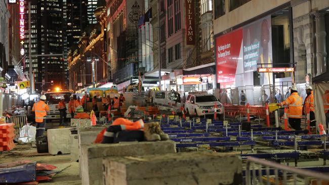 ”One giant construction site”: light rail road works on George St. Picture: Christian Gilles