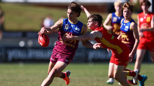 Cooper Hodge in action for the Brisbane Lions Academy. Picture: Chris Hyde/AFL Photos/via Getty Images