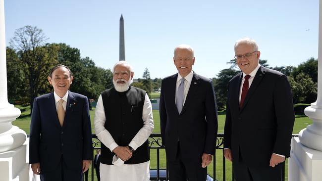 Prime Minister Scott Morrison attends the White House in Washington DC for the QUAD leaders meeting including US President Biden, Japanese Prime Minister Suga, Indian Prime Minister Modi. Picture: Adam Taylor via PMO