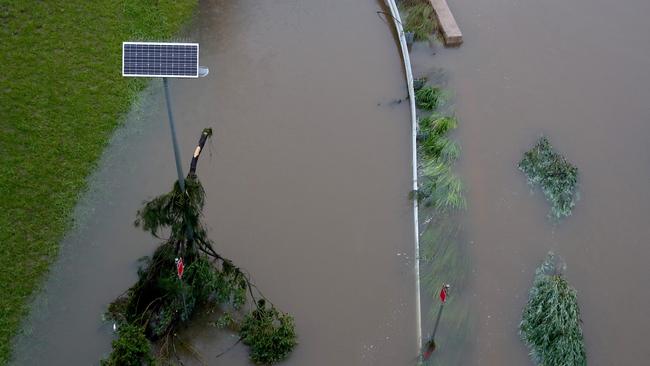 Flood waters on the Nepean River at Penrith in 2021. Picture: Toby Zerna