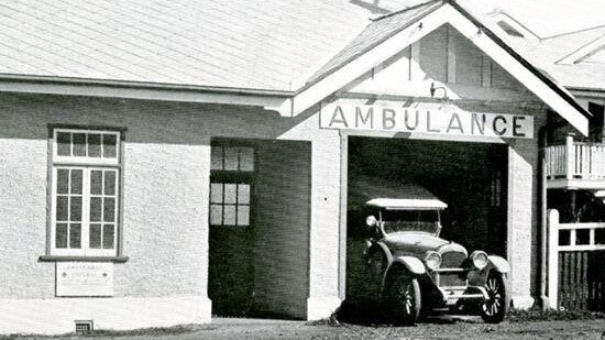 Sandgate Ambulance Station in 1926, housing a T Model Ford. Picture: QAS