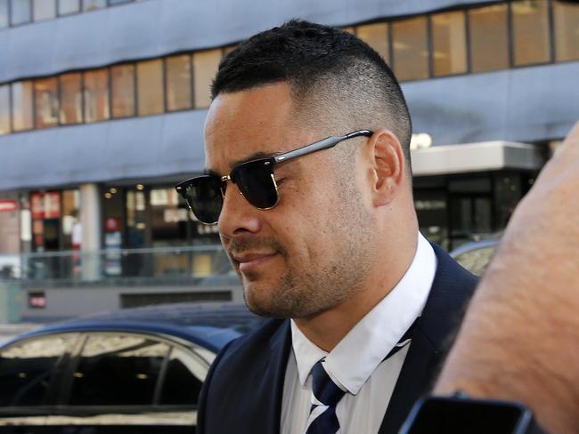 Former NRL player Jarryd Hayne arrives at Newcastle Court. Picture: AAP Image/Darren Pateman