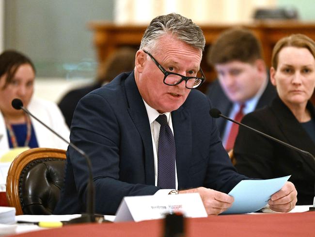 31/7/2024: Minister for Tourism and Sport Michael Healy during Estimate hearings at Parliament. Legislative Council Chamber,   Brisbane. pic: Lyndon Mechielsen/Courier Mail