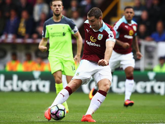 Sam Vokes scores for Burnley in the opening couple of minutes.