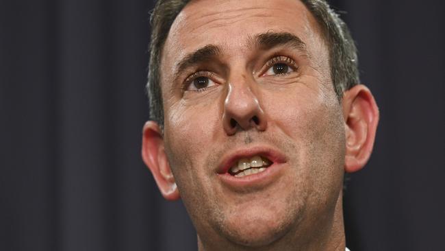 CANBERRA, AUSTRALIA, NewsWire Photos. DECEMBER 5, 2023: Treasurer Jim Chalmers holds a press conference on interest rates at Parliament House in Canberra. Picture: NCA NewsWire / Martin Ollman