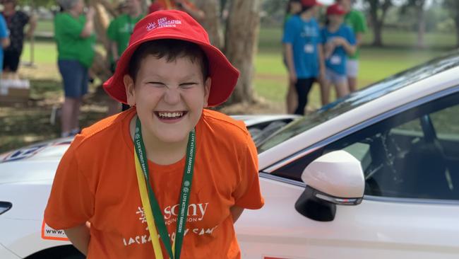 Harrison Peters smiles at the 2022 Sony Foundation camp in Mackay. Picture: Duncan Evans