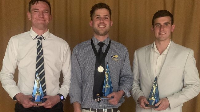 Charlie Riggs (middle) should be back to his best this season. Picture: North Eastern Football League