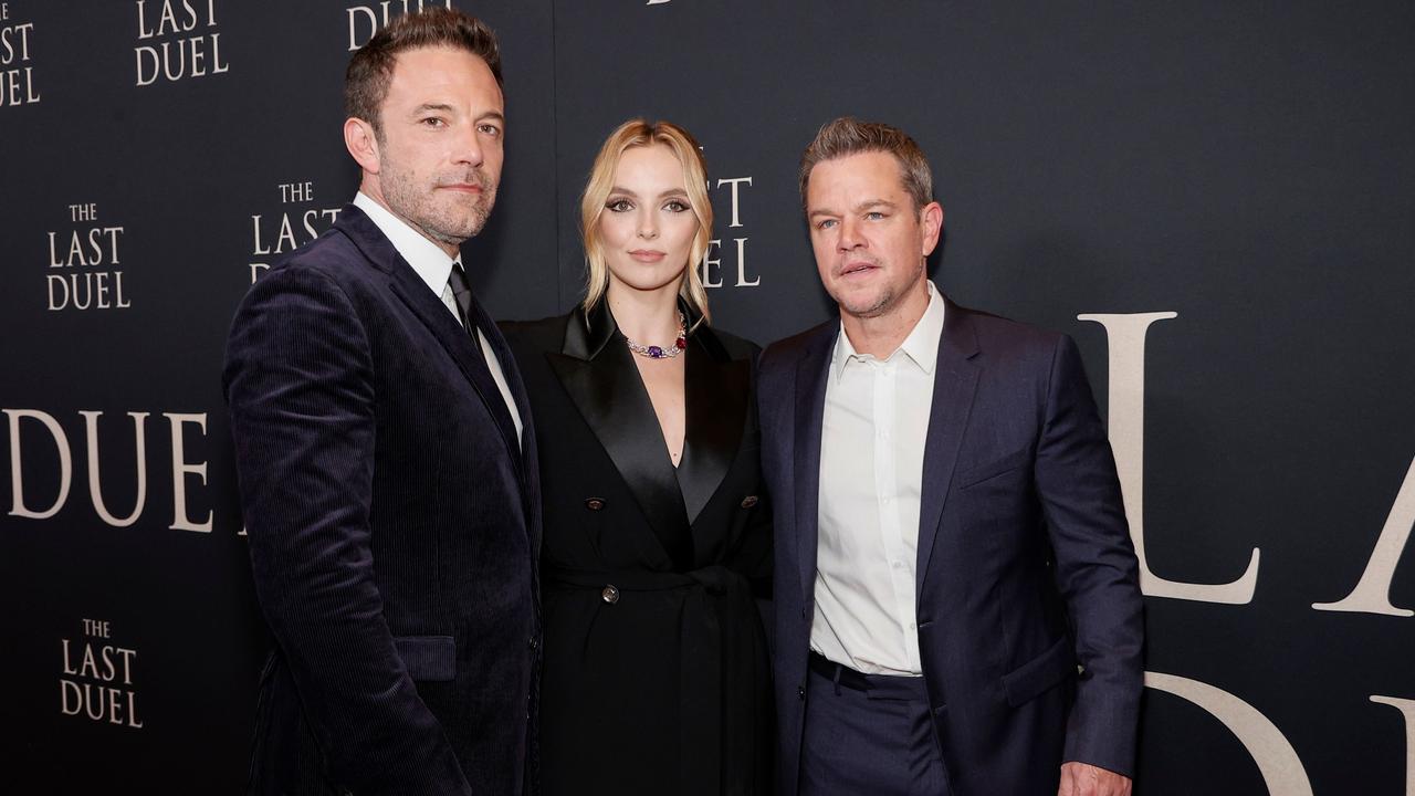 Ben Affleck, Jodie Comer and Matt Damon at The Last Duel New York premiere in October. Picture: Arturo Holmes/Getty