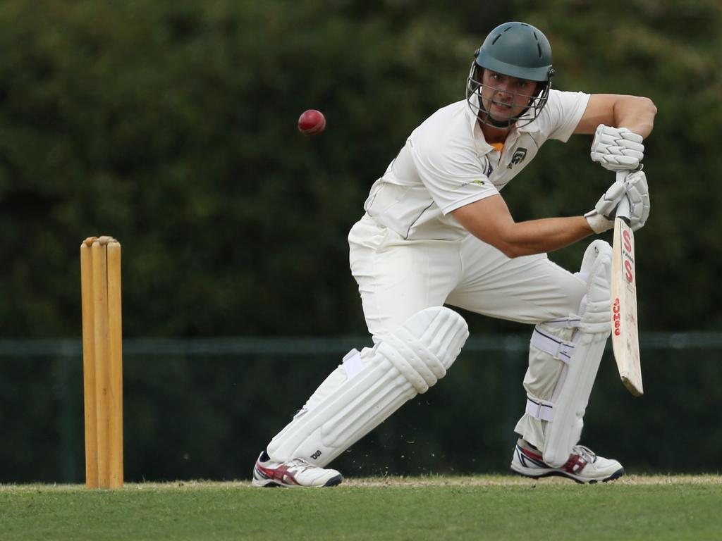 VSDCA - Box Hill Batsman Jayden Clay plays a late cut. Picture: Stuart Milligan