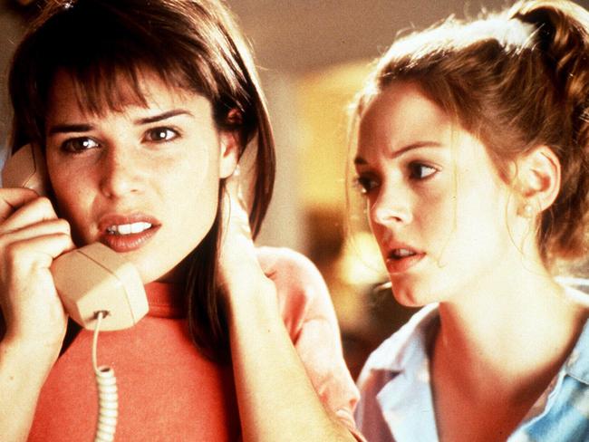 Neve Campbell &amp; Rose McGowan. Sales of caller ID phones reportedly increased after the film’s release. Picture: Supplied