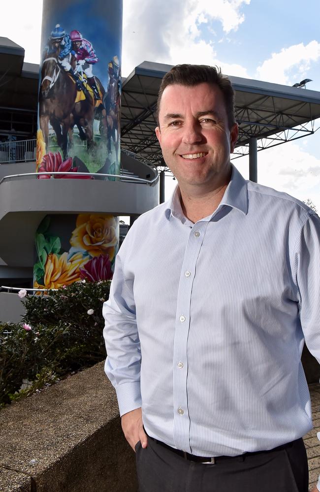 John Miller from the Sunshine Coast Turf Club with the new murals.