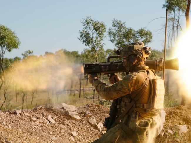 Exercise Brolga Sprint finishes at the Townsville Field Training Area at High Range. A soldier from 1st Battalion, The Royal Australian Regiment, fires the 84mm Carl Gustav during the main defensive battle on Exercise Brolga Sprint. Picture: Supplied.