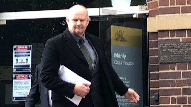 Mitchell Paul Drake, 53, of Frenchs Forest, outside Manly Court House where he had been convicted of high-range drink driving after a road collision when his seven-year-old son was in the car. Picture: Jim O'Rourke