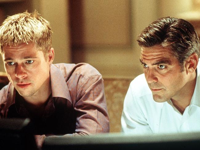 Brad Pitt and George Clooney in Ocean’s Eleven.