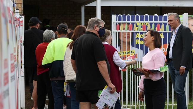 Dai Le with Fairfield Deputy Mayor Frank Carbone at pre polling in May at St Johns Park Anglican Church in Sydney's Cabramatta. Picture: Damian Shaw