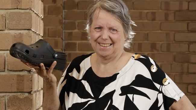 Vicki Smith was told her Crocs probably saved her life. Picture: Emma Brasier