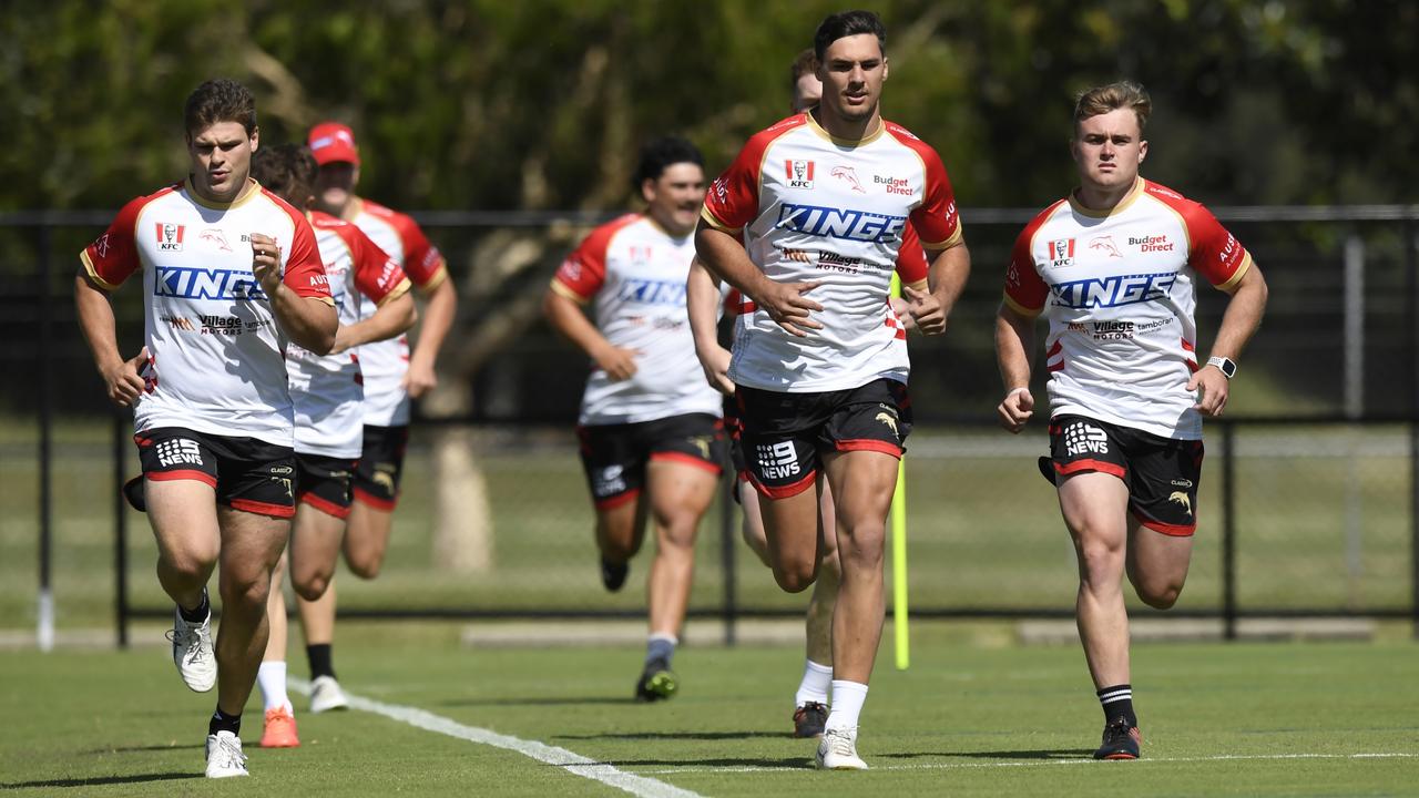 Dolphins players at the club’s first pre-season hitout. Photo - NRL Photos