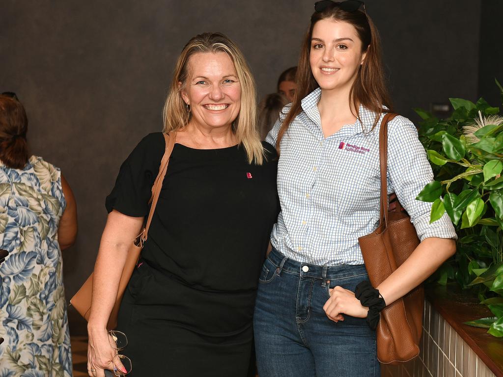 Michelle Whelan and Katie Ervine at the Townsville Business Women's Circle's function. Picture: Shae Beplate.