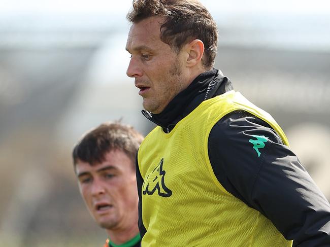 MELBOURNE, AUSTRALIA - SEPTEMBER 09: Alessandro Diamanti of Western United runs with the ball during a Western United A-League training session at Western United HQ on September 09, 2021 in Melbourne, Australia. (Photo by Robert Cianflone/Getty Images)