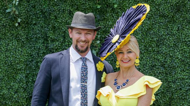 Glenn and Mel Keegan looking glamorous on cup day at the Gold Coast Turf Club. Picture: Tim Marsden