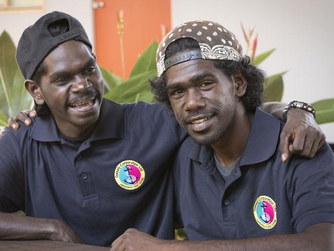 06-08-17 - Balumba Gondarra 18 (L) and Michael Yunupingu 19 (R) will be part of the first intake into the Gulkula Training Centre in NE Arnemland. Picture by Peter Eve.