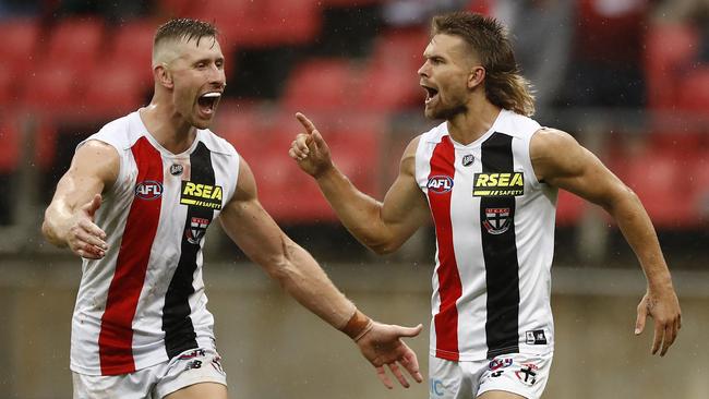 Dan Butler booted the sealer after being awarded a controversial free kick in the dying stages. Picture: Ryan Pierse/Getty Images