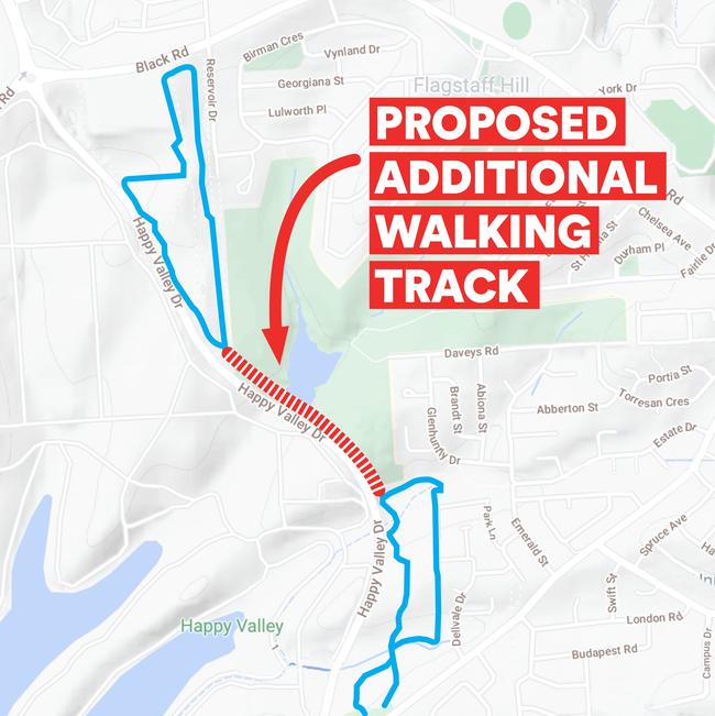 Map showing the proposed additional walking track linking two existing tracks to complete the Minkarra Park trail. Picture: Supplied.