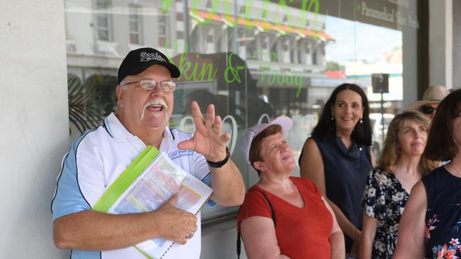 Greg 'Jacko' Lyons takes a group of keen history buffs on a Lost Ipswich Walking Tour of the Top of Town on February 16.