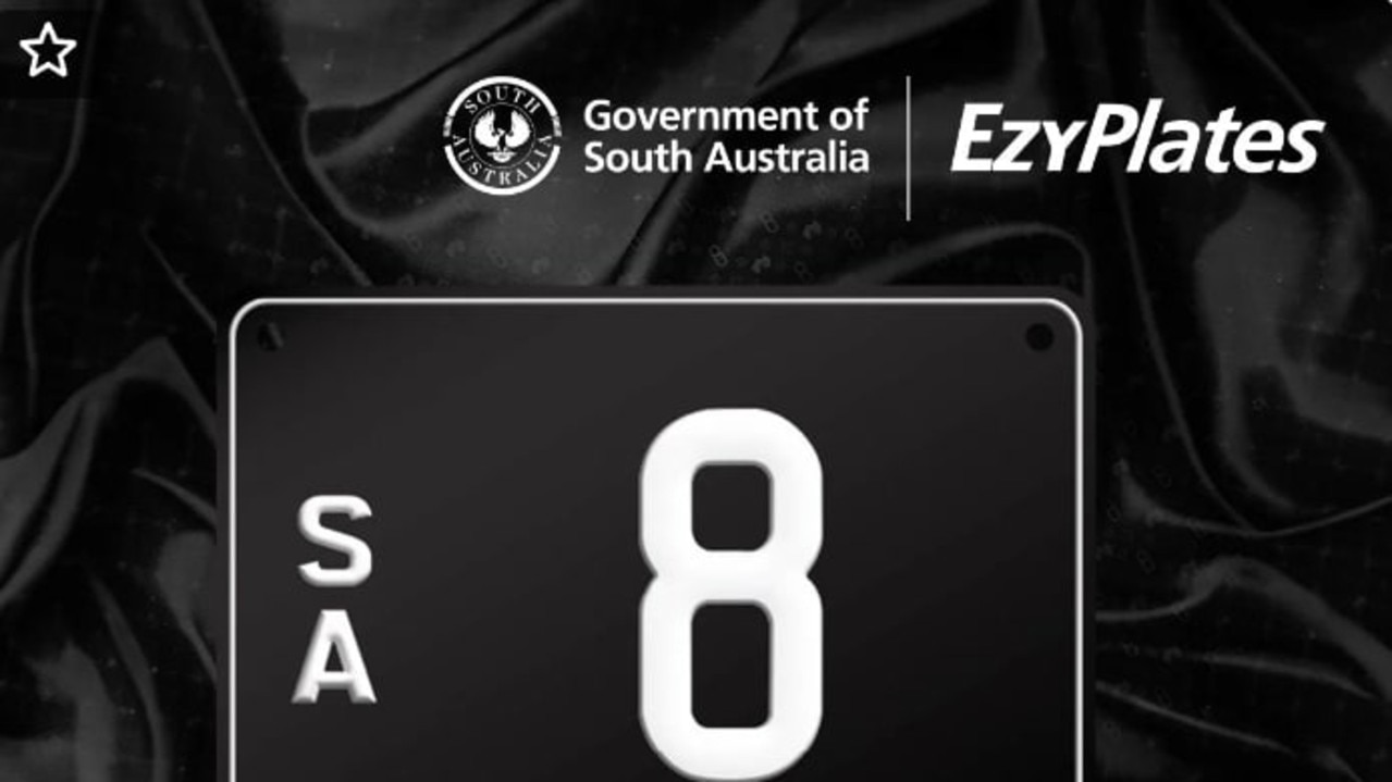 The No. 8 number plate has hit the auction in SA. Picture: Slattery Auctions