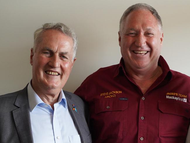 Mayoral candidates for the 2024 Mackay Regional Council (from left): incumbent mayor Greg Williamson, Steve Jackson, and incumbent councillor Laurence Bonaventura, at the Mackay Chamber of Commerce annual mayor's debate. Picture: Heidi Petith