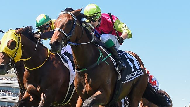 Knight's Choice ridden by Robbie Dolan wins the Lexus Melbourne Cup at Flemington Racecourse on November 05, 2024 in Flemington, Australia. (Photo by Reg Ryan/Racing Photos via Getty Images)