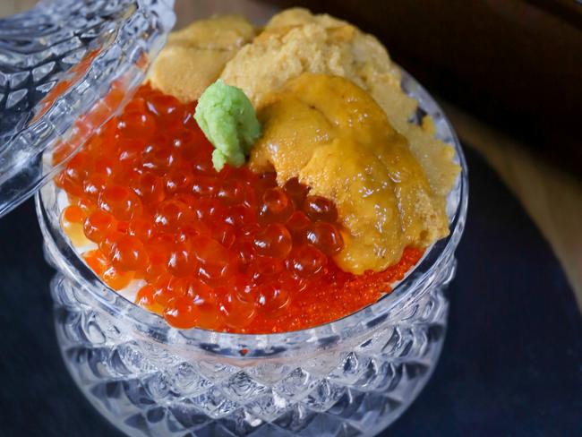 Uni with salmon roe. Picture: Jenifer Jagielski