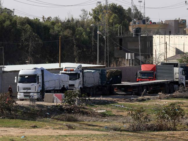 Aid trucks have started crossing from Egypt into the Gaza Strip. Picture: AFP