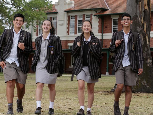 Ivanhoe Grammar school will base year 9 students at a campus at La Trobe University.  Matthew Brasacchio, Mia Giannopoulos, Sasha Braybrooke and Avjay Bhar .February 21st, Macleod, Melbourne.Picture : George Salpigtidis