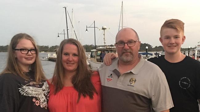 Family photo of sister Nicole, mum Jodie, dad Peter and Tom. Picture: Supplied