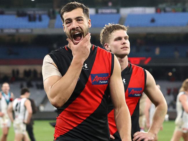 MELBOURNE, JULY 1, 2023: AFL Football Round 16 - Essendon V Port Adelaide at the MCG. Kyle Langford of the Bombers dejected after the loss. Picture: Mark Stewart