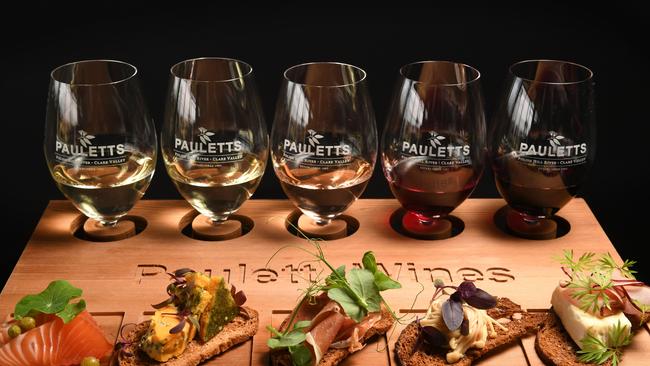 Wine and canape flight at Paulett Wines. Picture: Tricia Watkinson