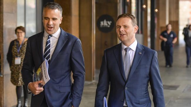 Mr Malinauskas and Treasurer Stephen Mulligan. Picture: NewsWire / Roy VanDerVegt