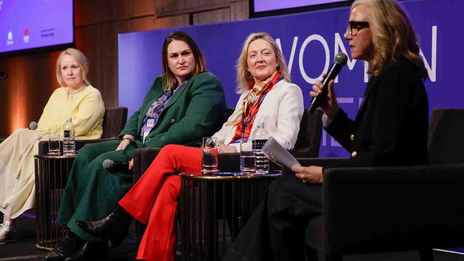 Ten’s Beverley McGarvey, Mamamia chief Natalie Harvey, ARN director Belinda Rowe and Free TV chief Bridget Fair at the Women in Media conference on Friday.