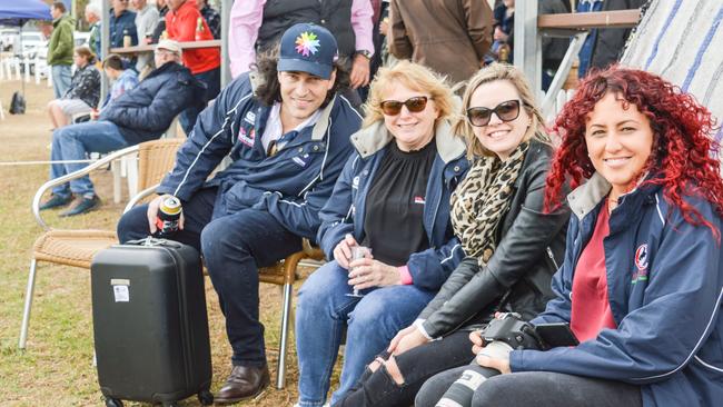 Shaun Mackin, Theresa Acton, Monique Wilkie and Chanelle Robinson at the Warwick Water Rats Ladies Day in 2019. Picture: Elyse Wurm