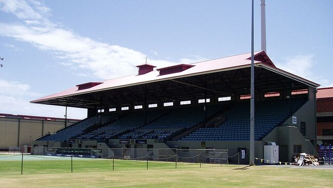 The main court and northern grandstand at Memorial Drive before the start of the redevelopment.