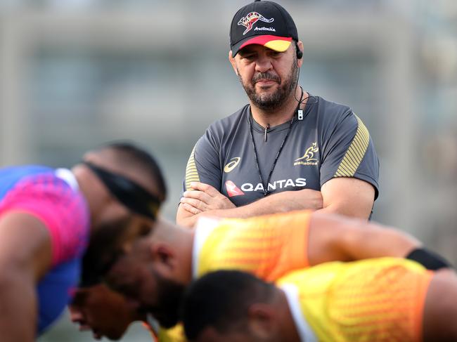 Michael Cheik looks on during a training session at Urayasu Park.