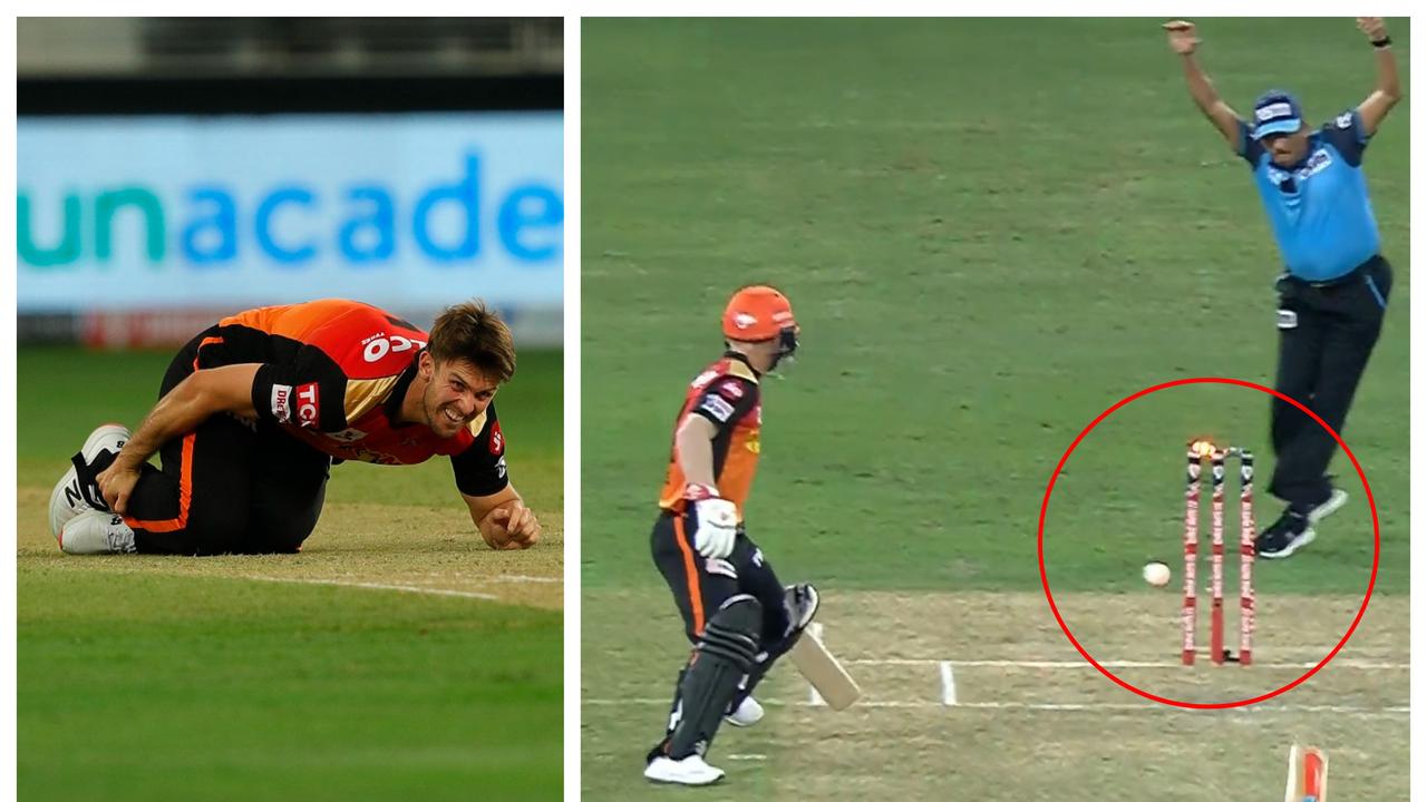 Mitchell Marsh was injured while David Warner was run out in horror circumstances.