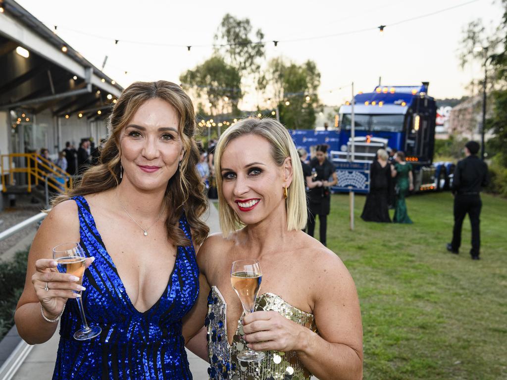 Emma Pattinson (left) and Vanessa Gleeson at the LifeFlight Toowoomba Gala at The Goods Shed, Saturday, May 24, 2025. Picture: Kevin Farmer