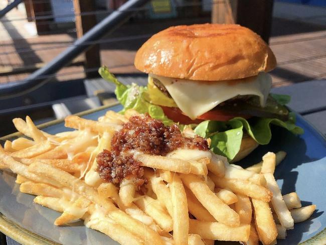 Cafes popular with cyclists ahead of TDU – A legendary burger from Cockles Cafe. Picture: Instagram